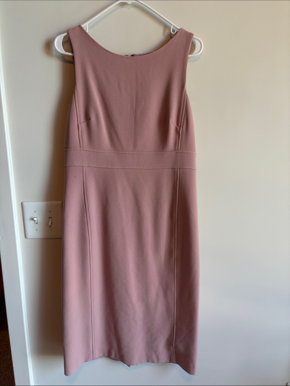 Ann Taylor Sleeveless Midi Sheath Dress in Rose Blush